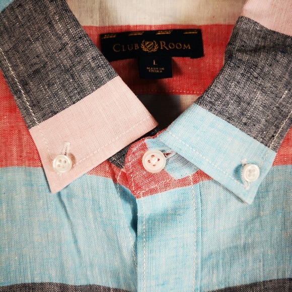 Club Room Men SZ L Button Up Casual Multicolor Short Sleeve Shirt Pit to Pit‎ 24 - Picture 6 of 7